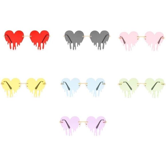 Heart Shaped Rimless Sunglasses Women Men UV400 Protect Fashion Accessories